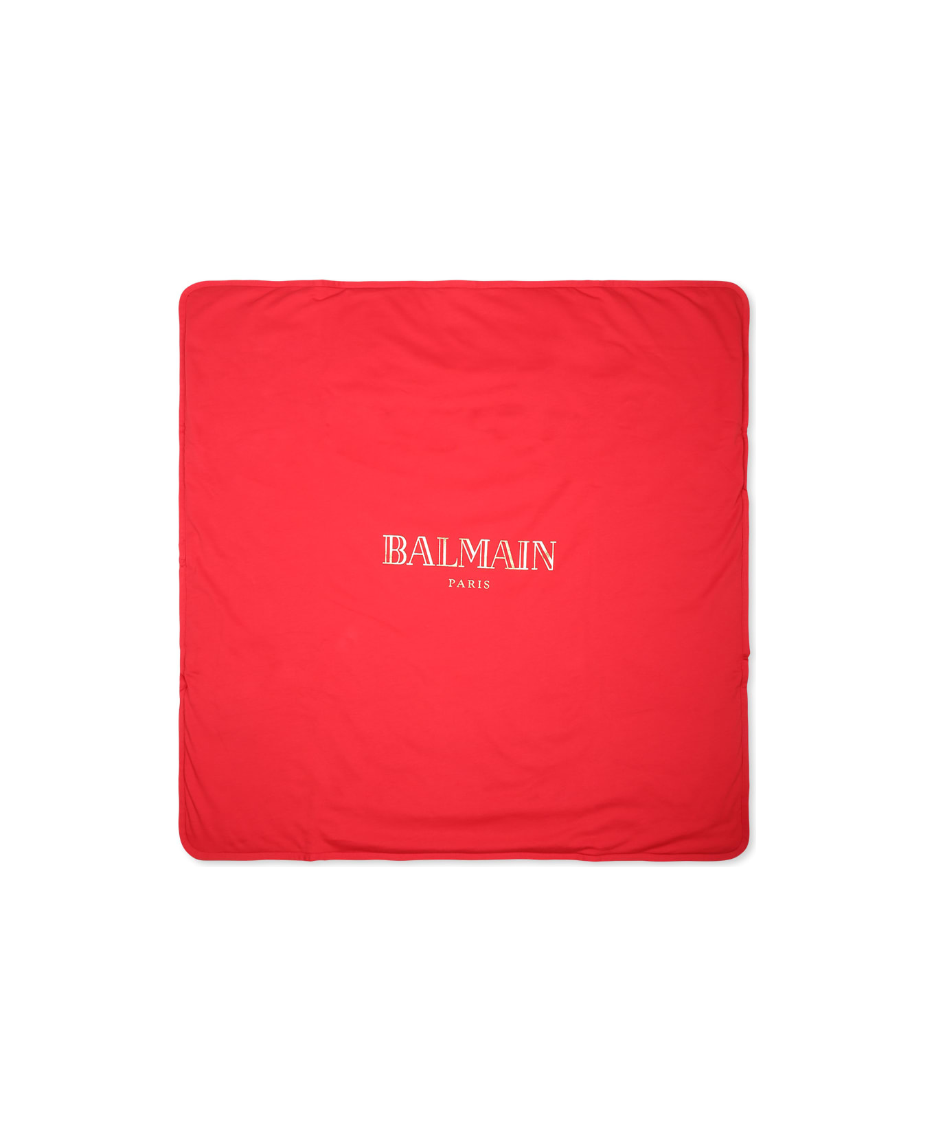 Balmain Red Blanket For Babykids With Logo - Red