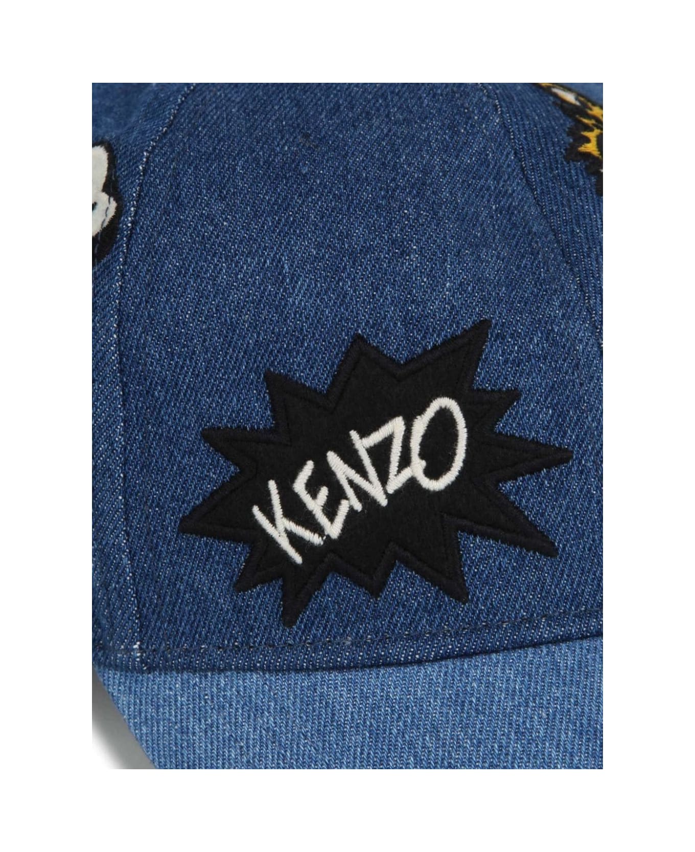 Kenzo Kids Blue Baseball Hat With Patch In Cotton Boy - Grey