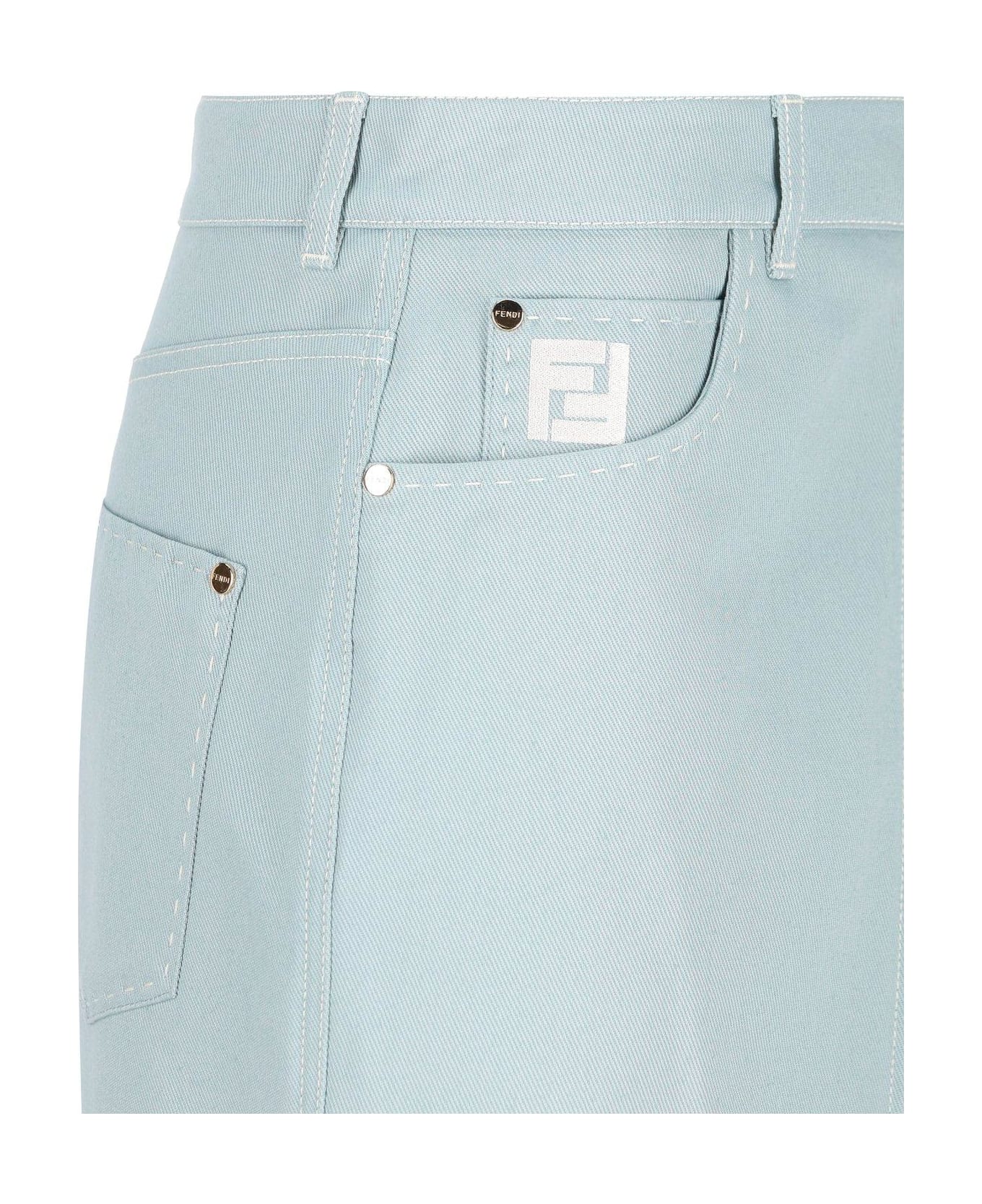 Fendi Zip-up Denim Midi Skirt - Denim/pale blue スカート