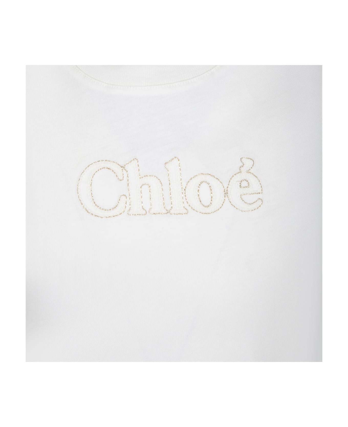 Chloé White T-shirt For Girl With Logo - White Tシャツ＆ポロシャツ