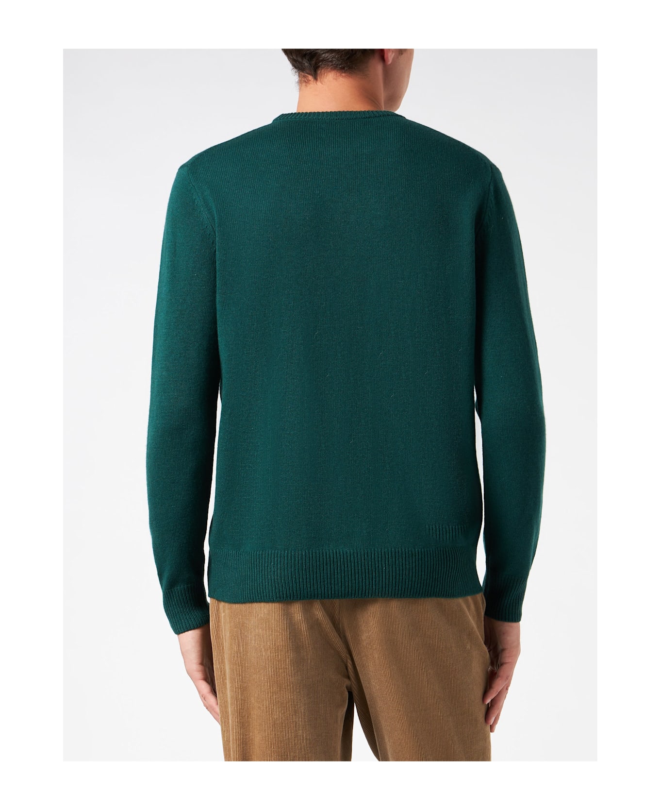 MC2 Saint Barth Man Crewneck Sweater With Courmayeur Après Ski Embroidery - GREEN