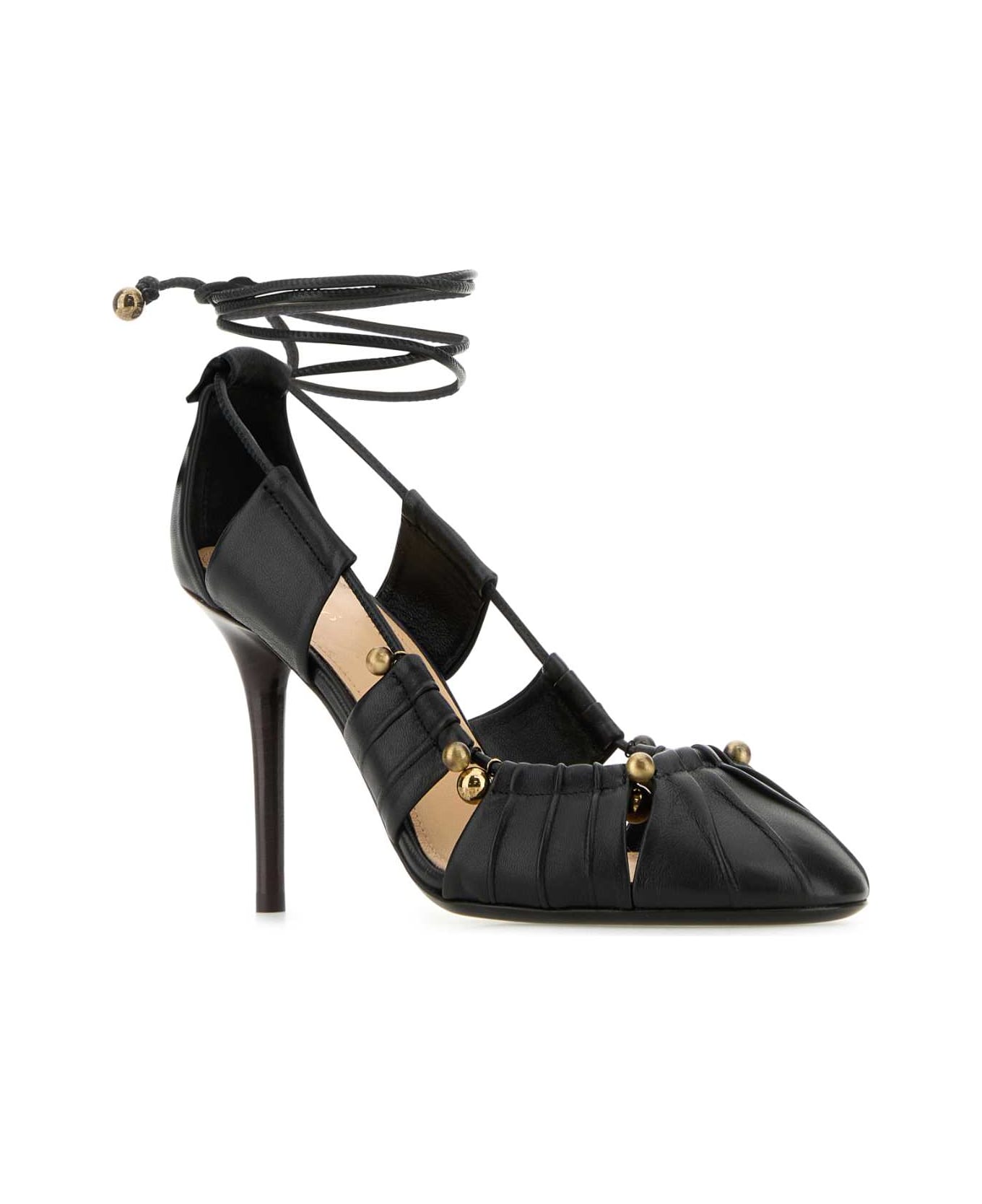 Chloé Black Leather Luna Pumps - Black
