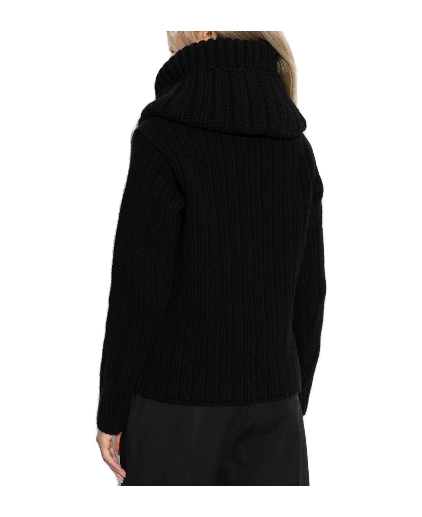 Alexander McQueen Exaggerated Collar Jumper - BLACK