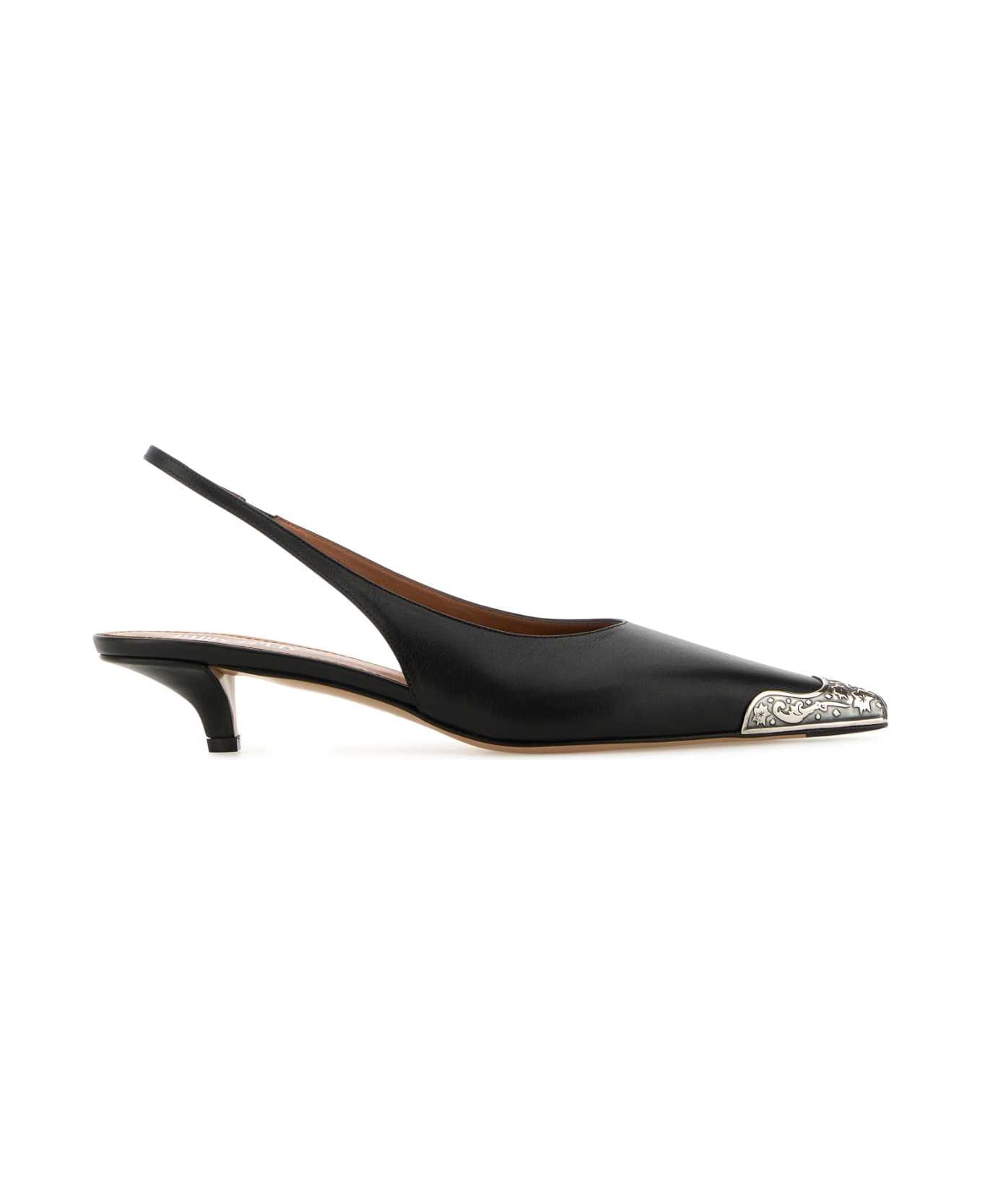 Paris Texas Black Leather Jessica Western Pumps - BLACK