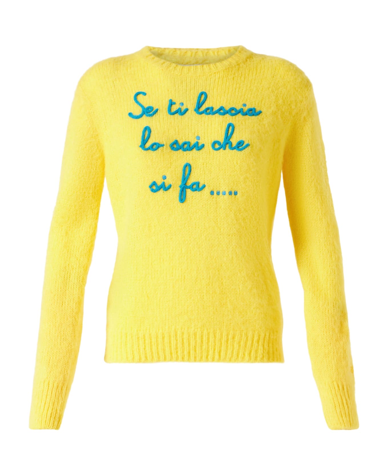 MC2 Saint Barth Woman Yellow Brushed Sweater With Embroidery ニットウェア