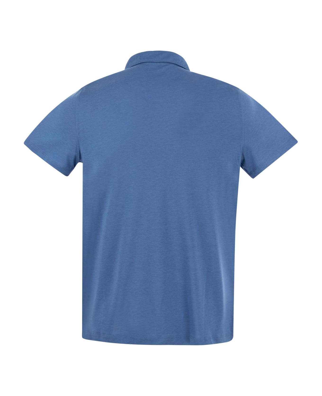 Majestic Filatures Short-sleeved Polo Shirt In Lyocell And Cotton - Light Blue