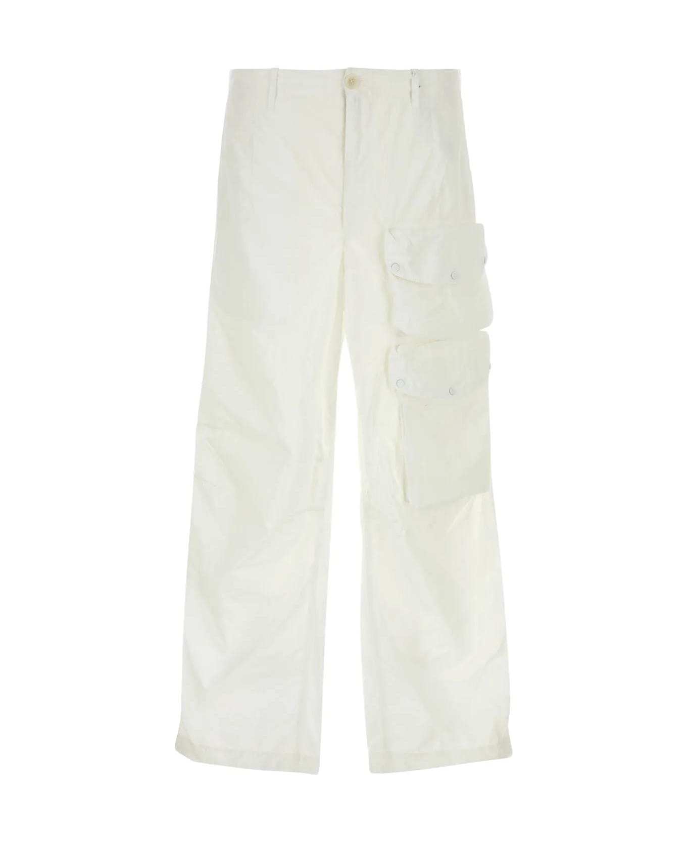 Ten C White Nylon Cargo Pant - WHITE