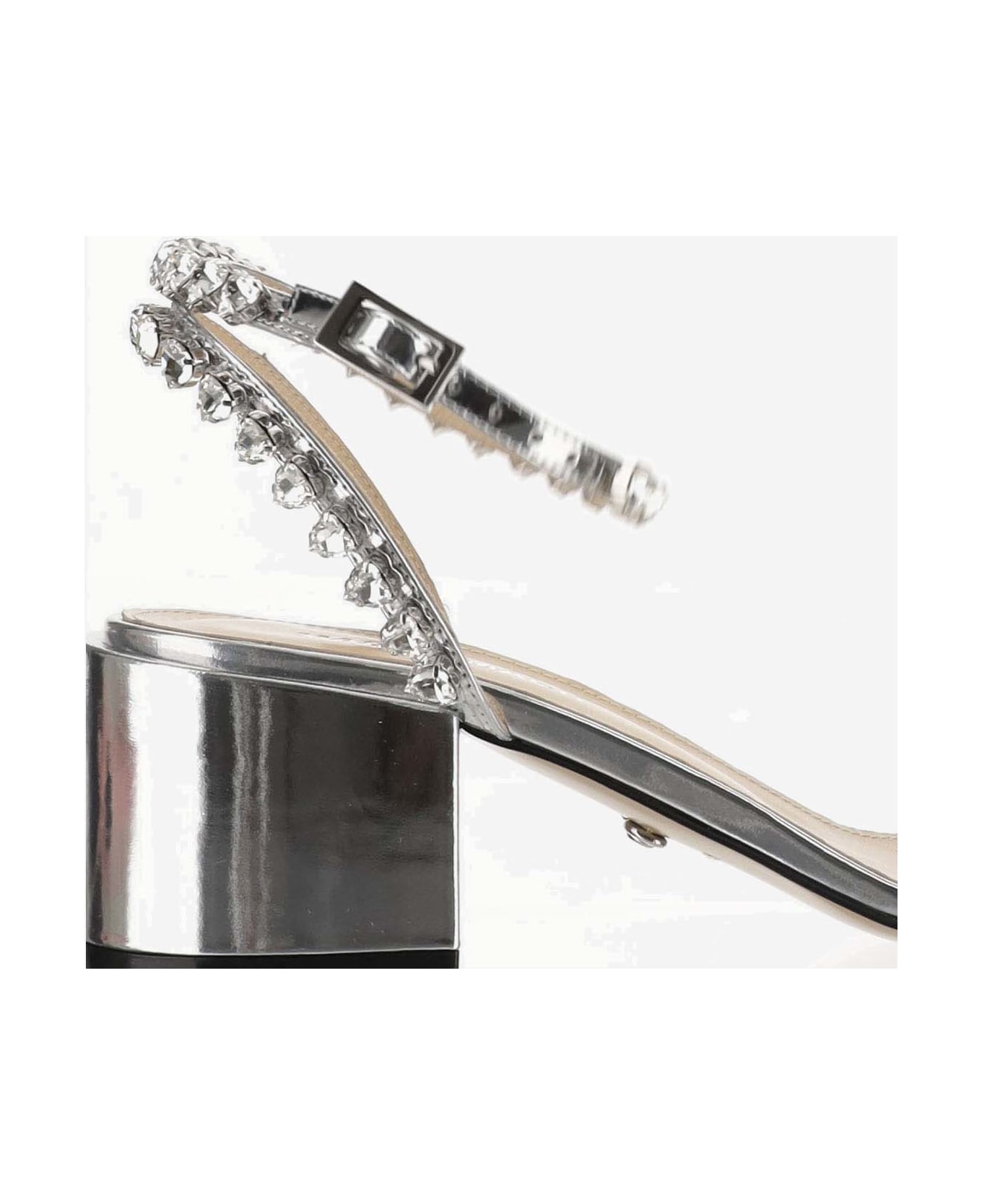 Mach & Mach Silk Audrey Sandals - Silver