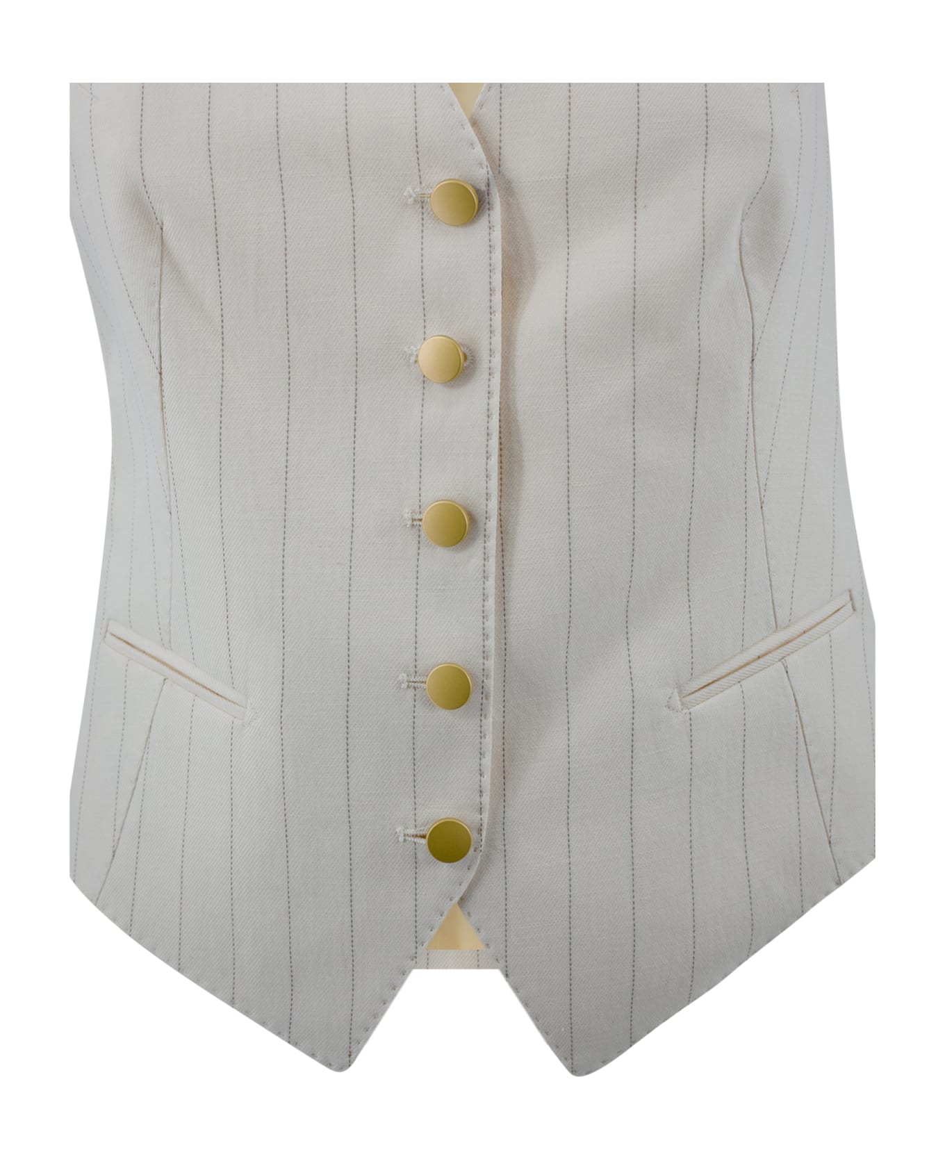 Tagliatore Cream White Striped 'giselle' Blazer In Linen Woman - White