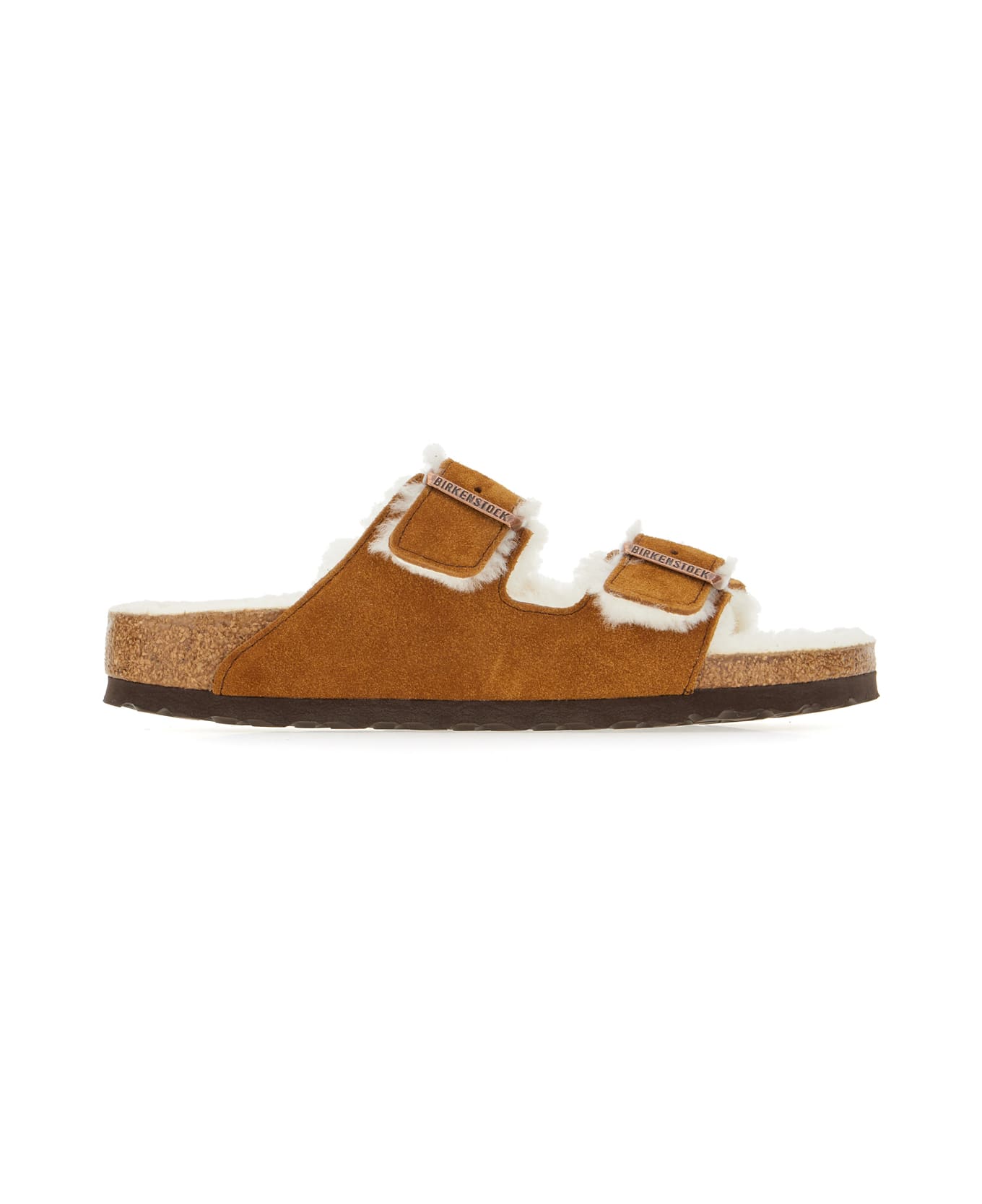 Birkenstock Camel Shearling Arizona Sandals - MINK