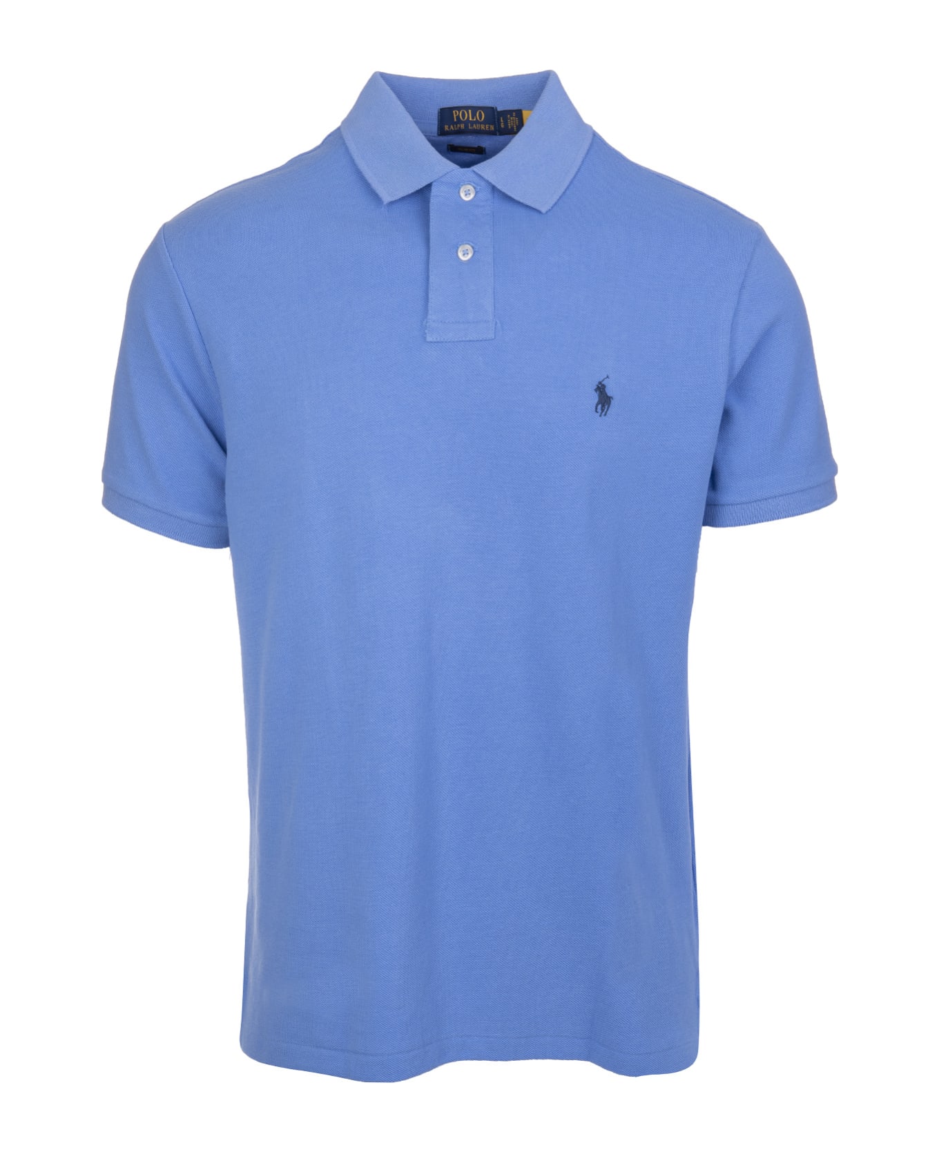 Ralph Lauren Light Blue And Blue Slim-fit Pique Polo Shirt - Blue