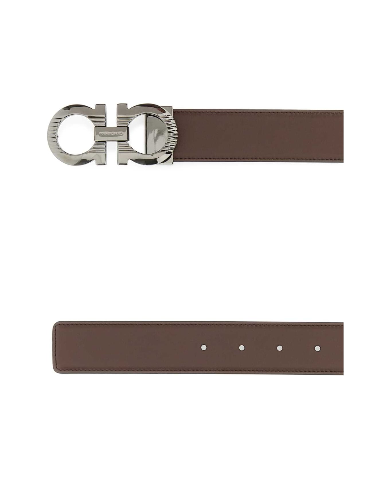 Ferragamo Brown Leather Gancini Reversible Belt - COCBRONERO