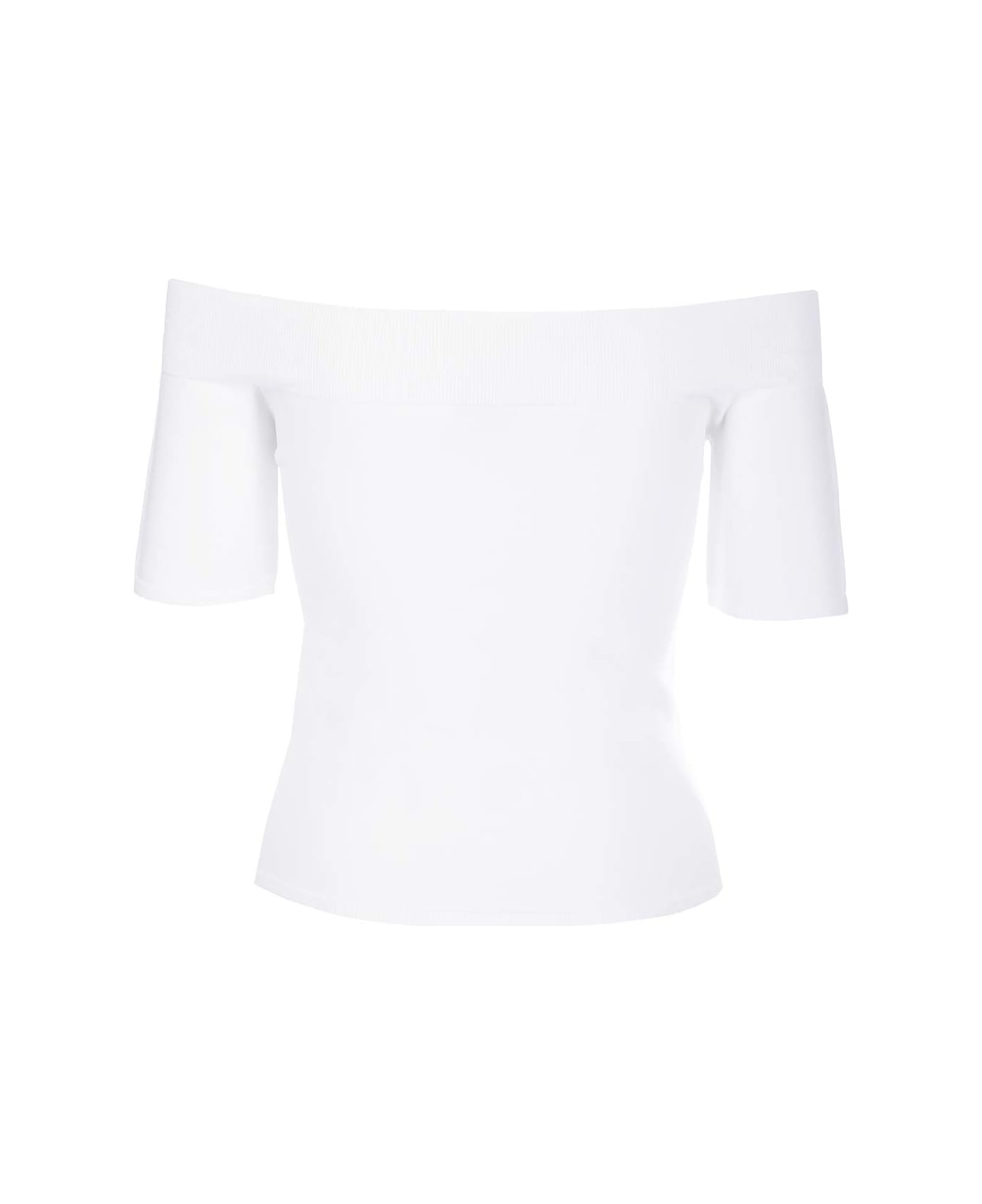 Alexander McQueen Off-the-shoulders Top - Optic white Tシャツ