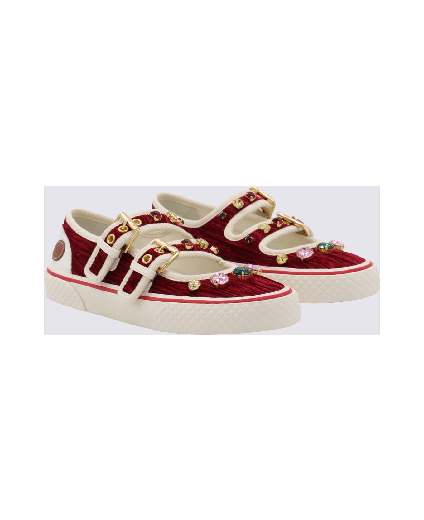 Valentino Garavani Burgundy And White Leather Sneakers - Bordeaux