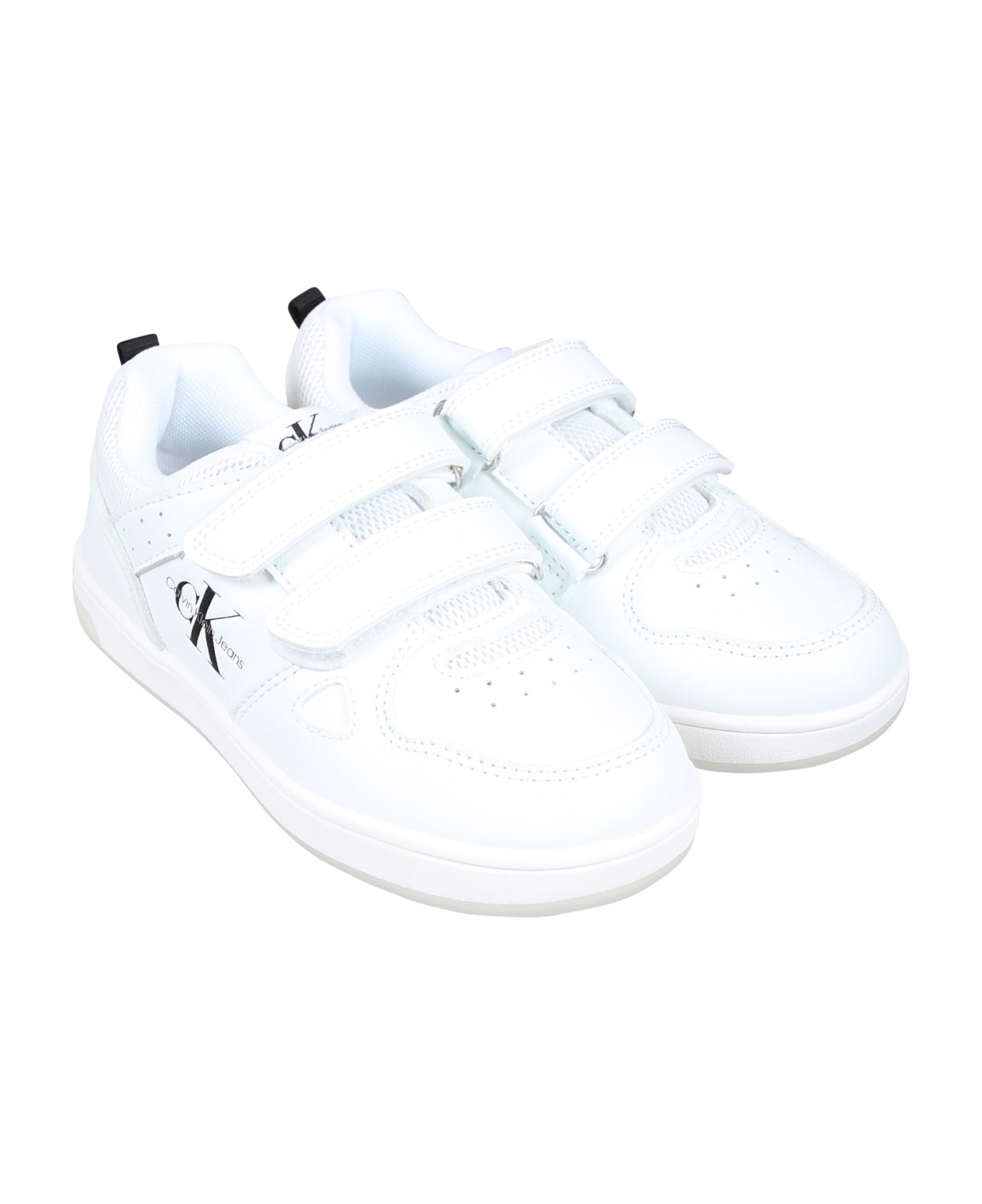 Calvin Klein White Sneakers For Kids With Logo - White