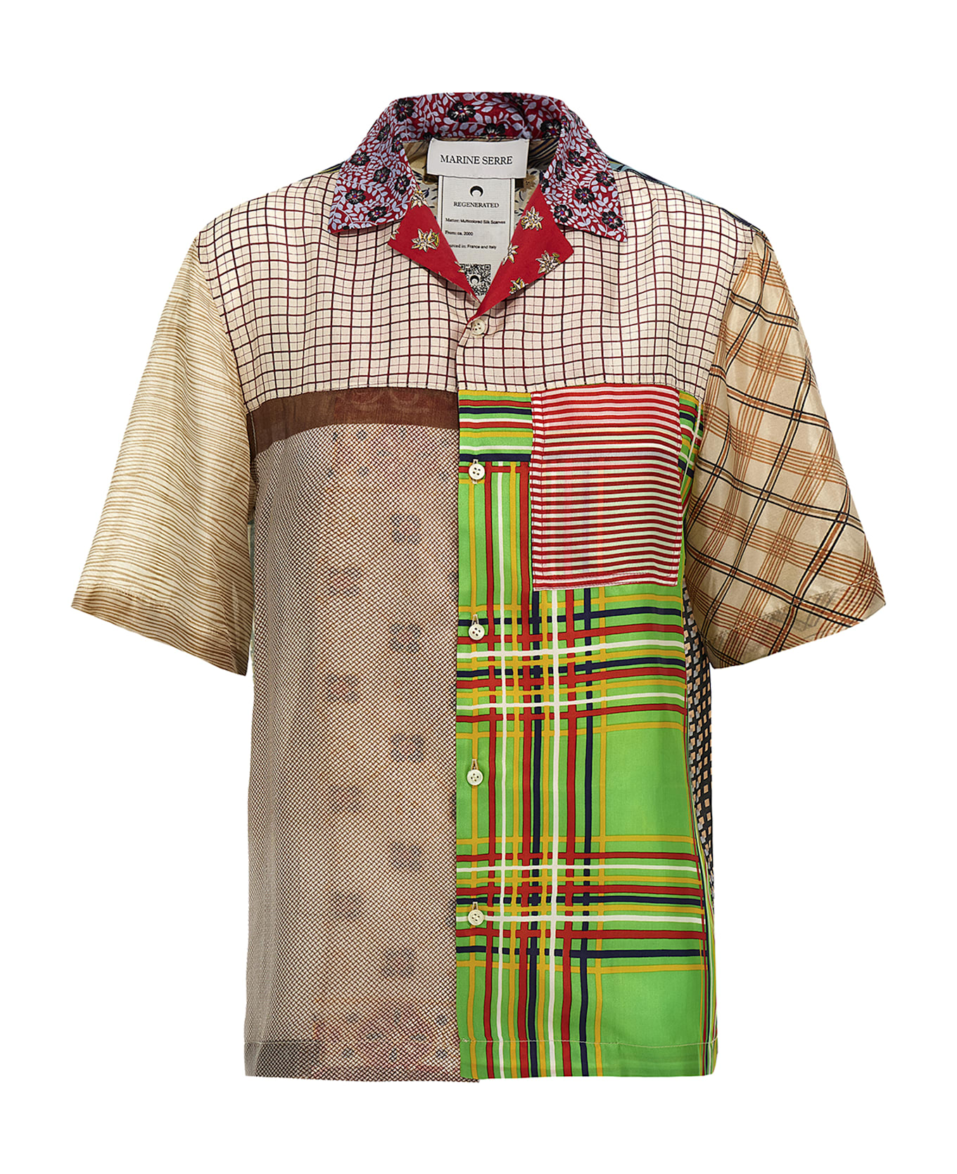 Marine Serre 
regenerated Silk Scarves Bowling
 Shirt - Multicolor