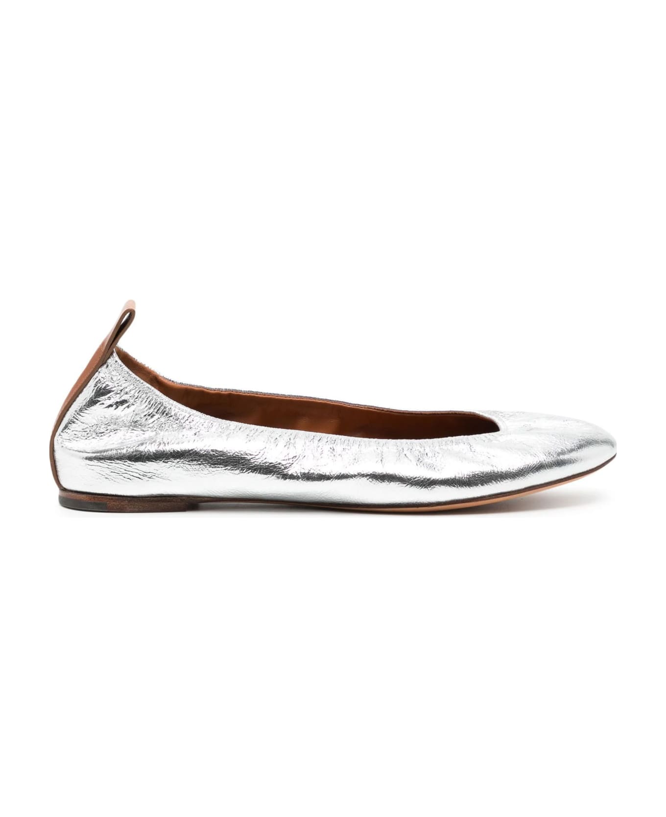 Lanvin Metallic Leather Ballerina Shoes - Silver