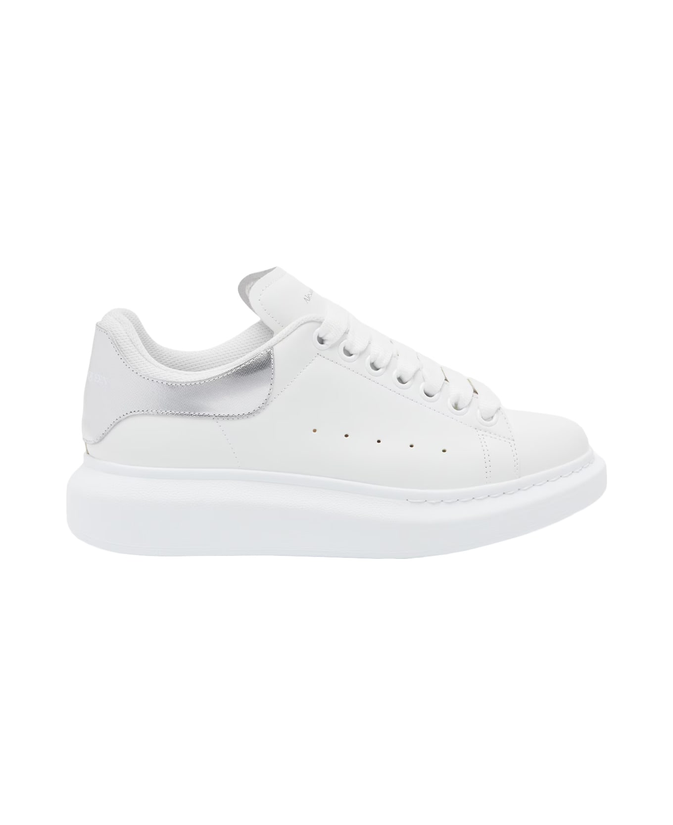 Alexander McQueen White And Metallic Silver Oversized Sneakers - White