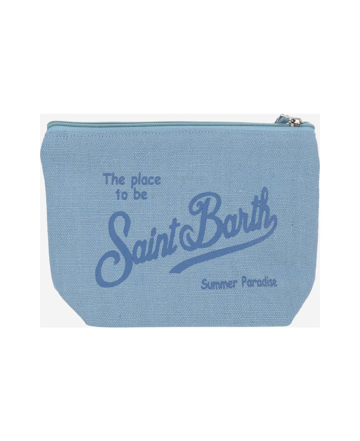 MC2 Saint Barth Linen Clutch Bag With Logo - Clear Blue クラッチバッグ