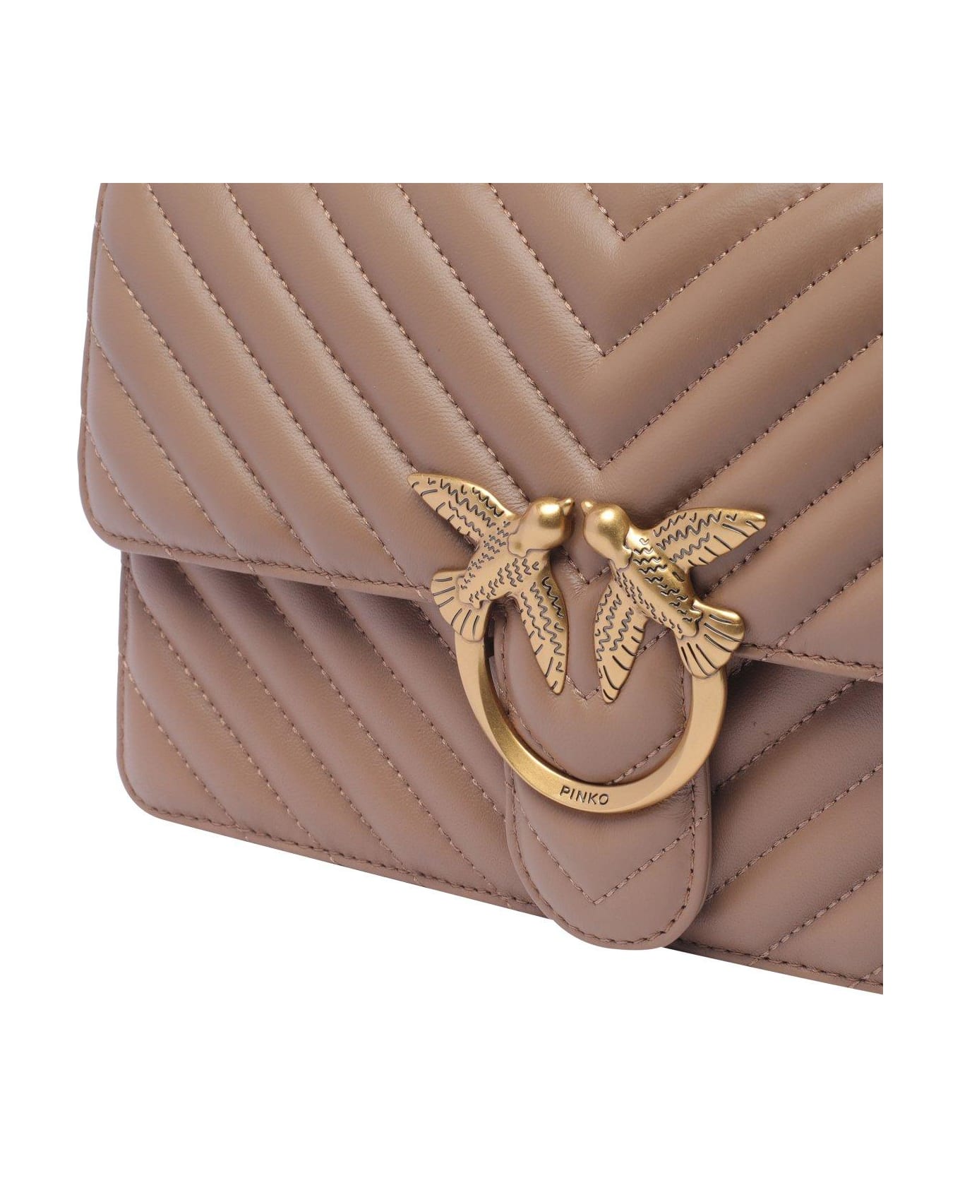 Pinko Love One Classic Chain-linked Crossbody Bag - Ginger biscuit