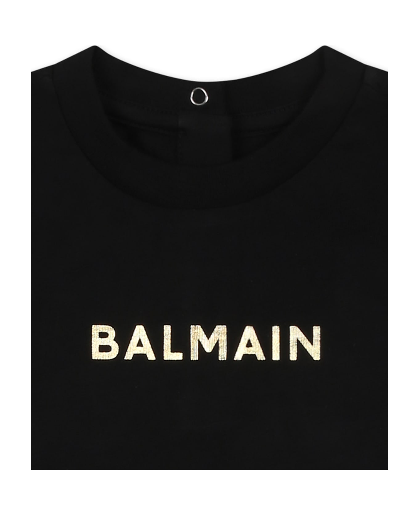 Balmain White T-shirt For Babykids With Logo - Black