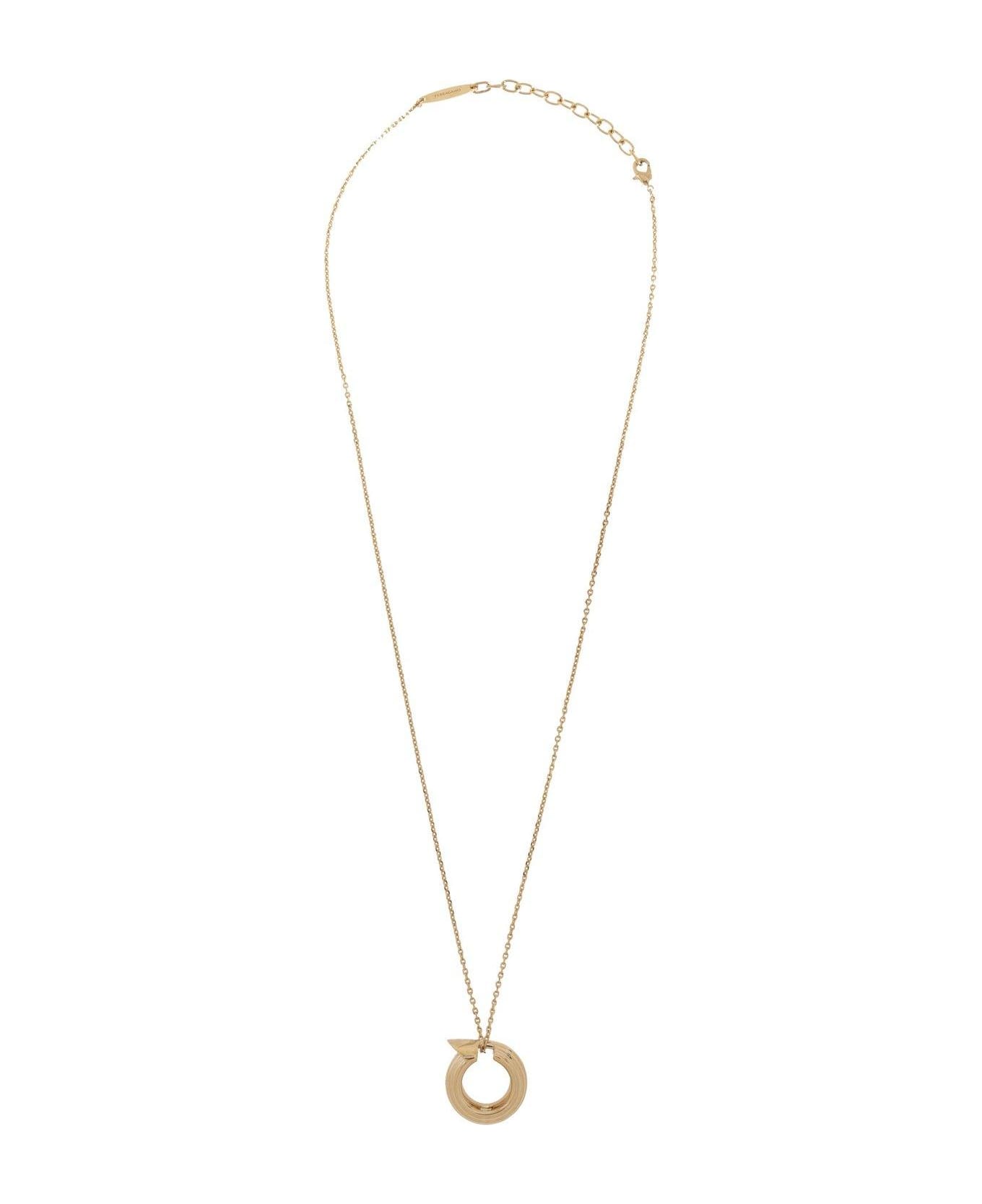 Ferragamo Asymmetric Gancini Pendant Necklace - yellow