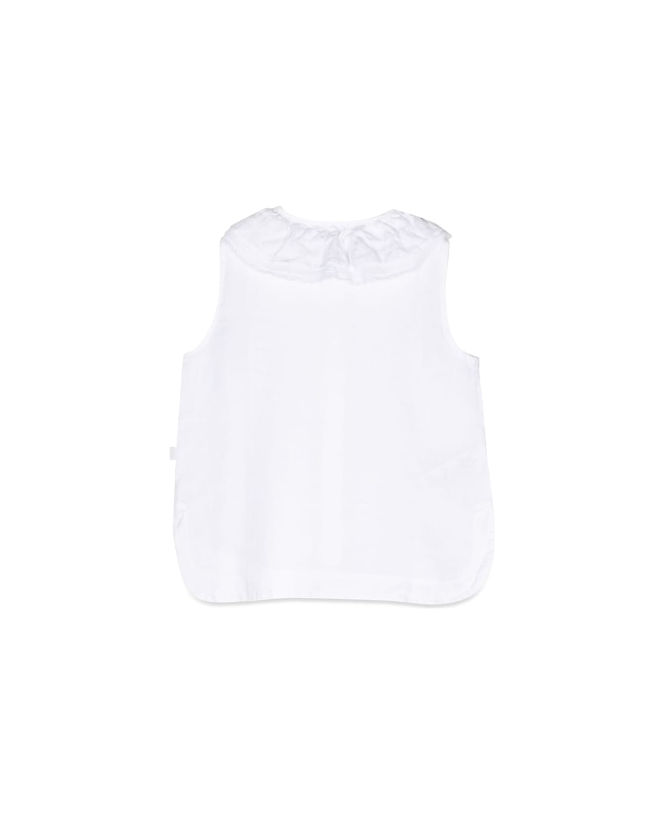 Il Gufo Sleeveless Shirt Ruffle Collar - WHITE
