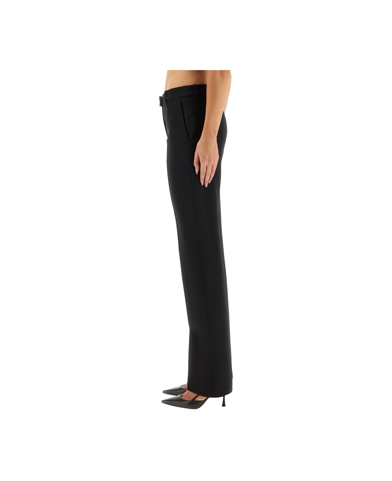 Alexander McQueen Wool Gabardine Tailored Pants - BLACK