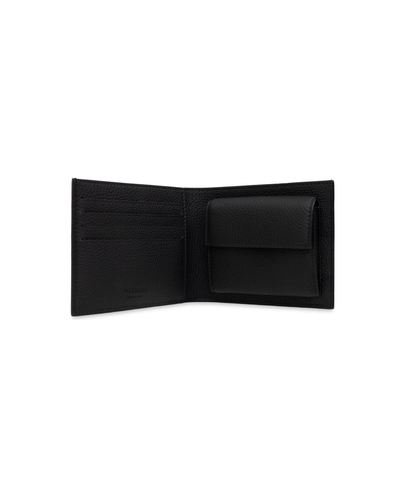 Balmain Logo Detailed Bi-fold Wallet - Black