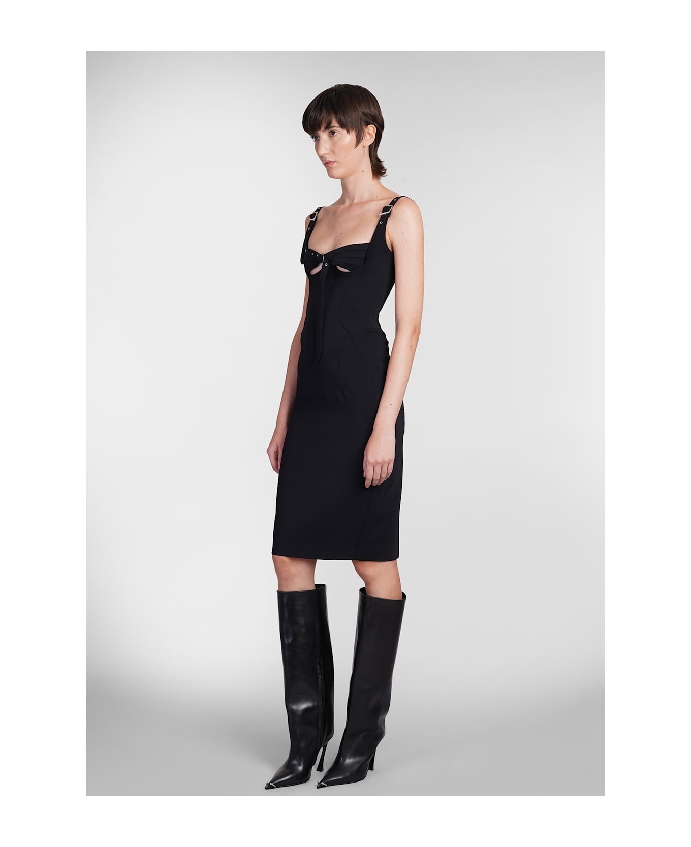 Mugler Dress In Black Viscose - black