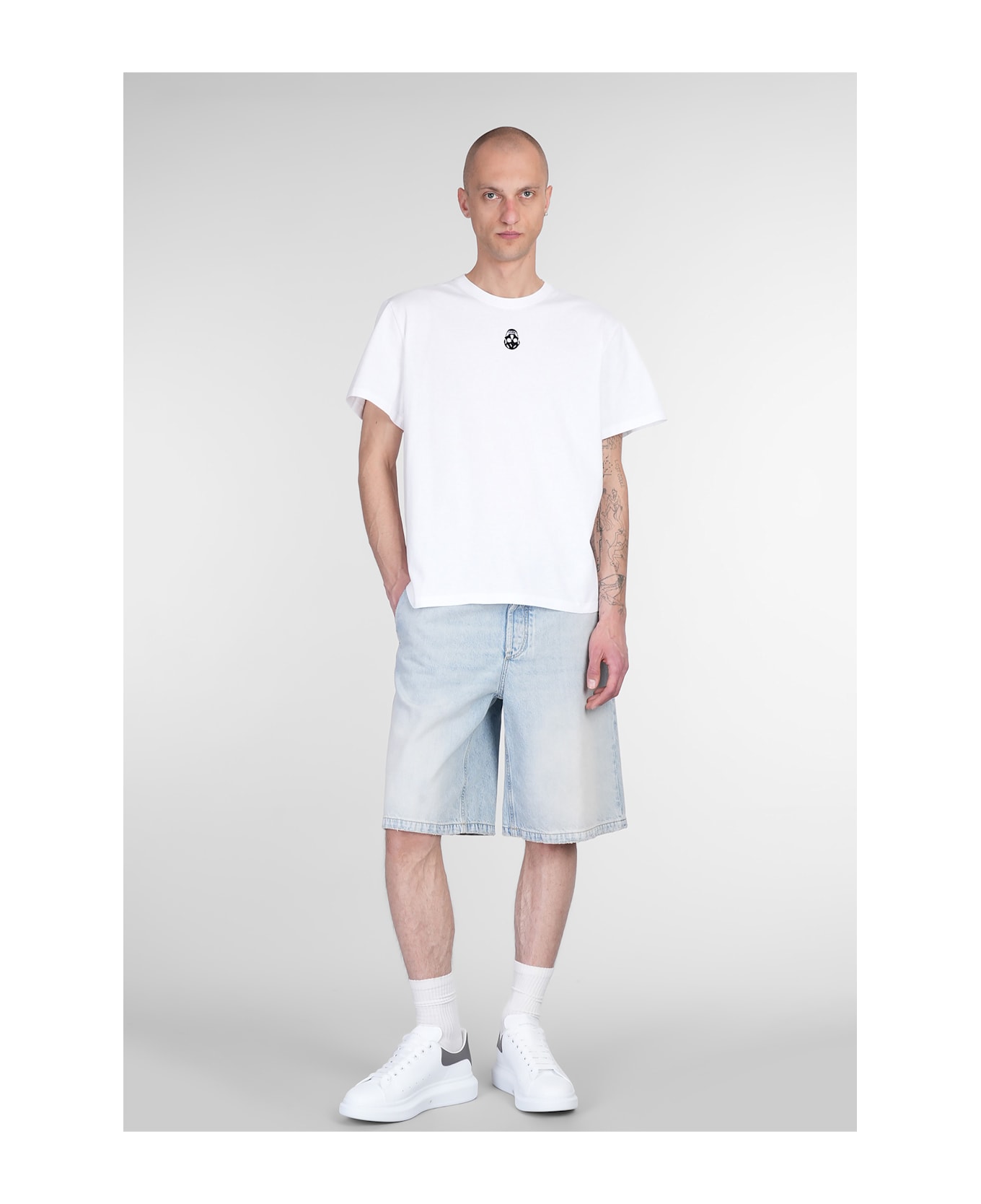 Alexander McQueen Shorts In Cyan Cotton - cyan