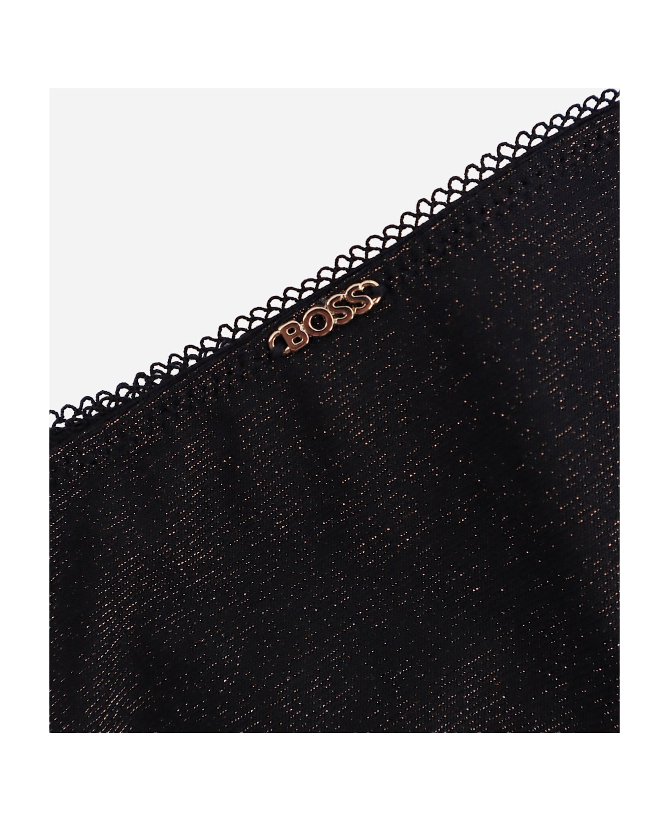 Hugo Boss Lurex Thong Tripack With Lace Trim - Black