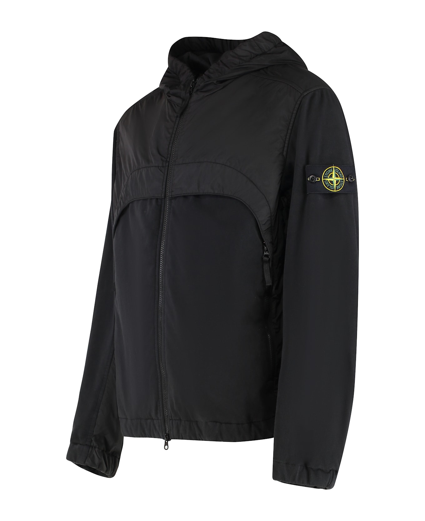 Stone Island Hooded Windbreaker - black