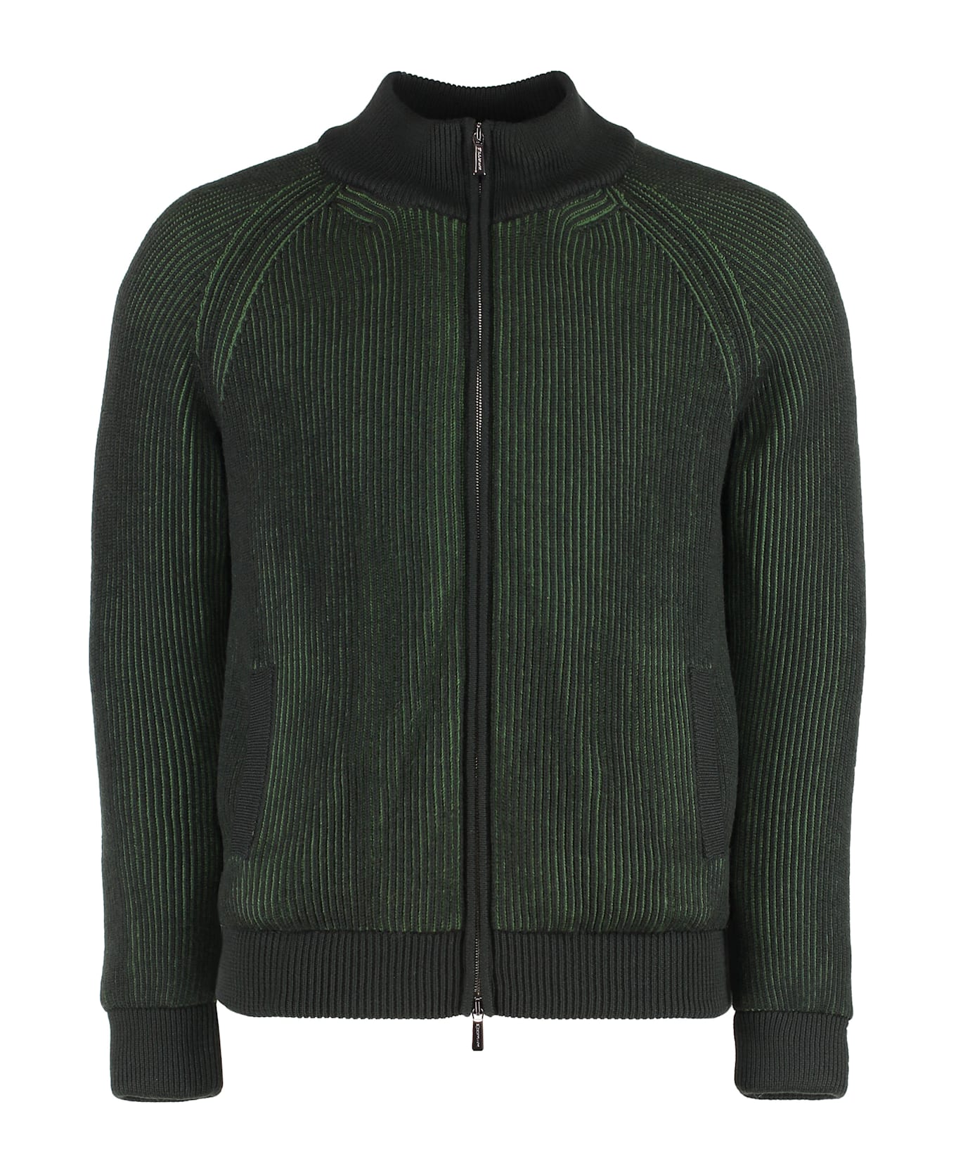 Moorer Pelmo High Collar Zipped Cardigan - green