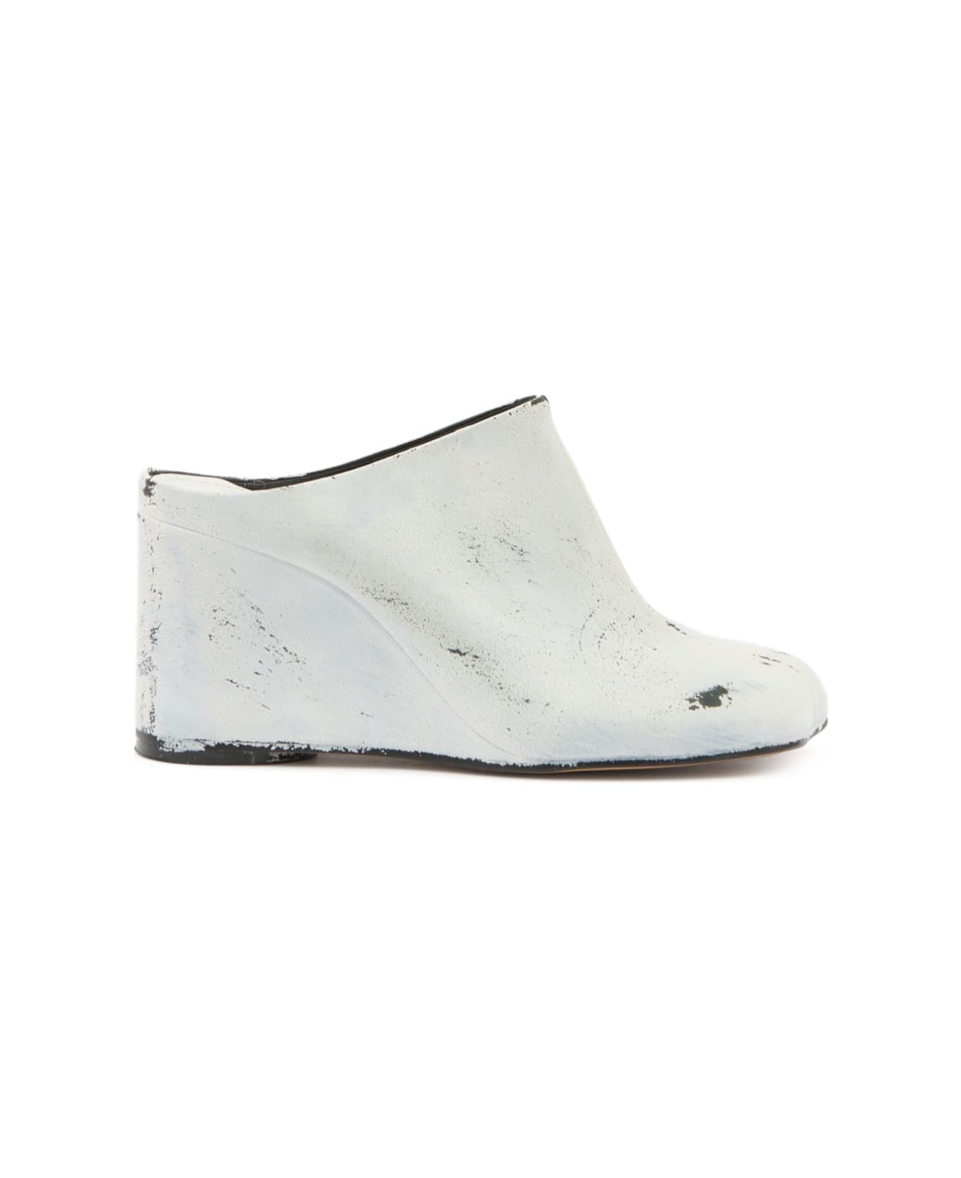 MM6 Maison Margiela Leather Heel Mules - White