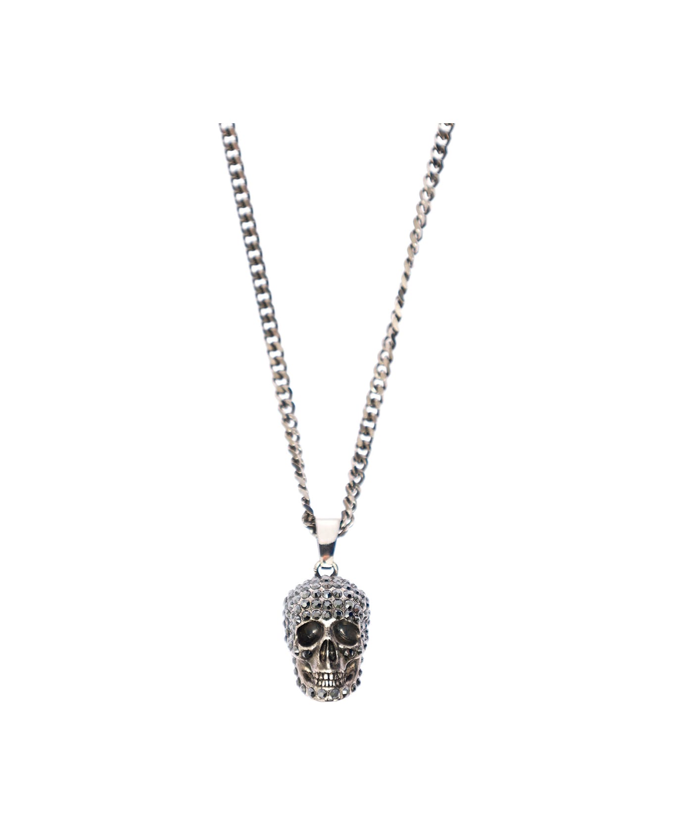 Alexander McQueen Pavé Skull Silver Brass Alexander Mcqueen Man's Necklace - Metallic