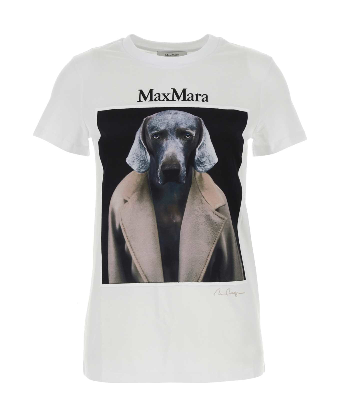Max Mara White Cotton Cipria T-shirt - CIPRIA