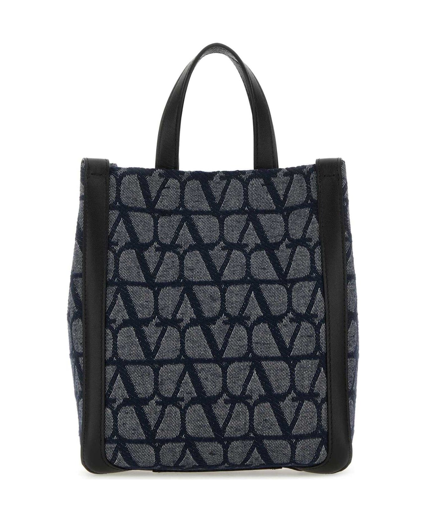 Valentino Garavani All-over Logo Patterned Top Handle Bag - MELANGEDENIMNERO