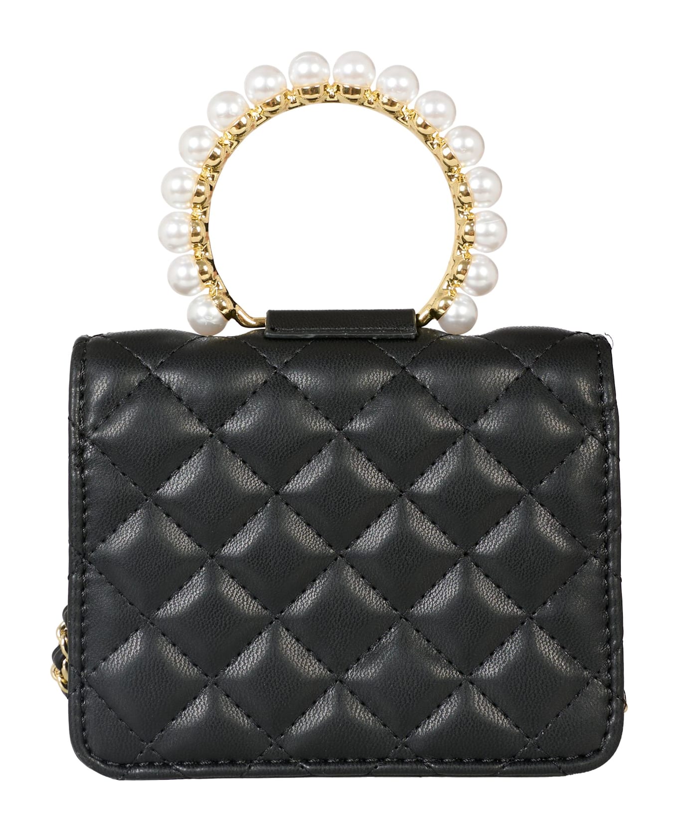 Monnalisa Black Bag For Girl With Pearl - Black
