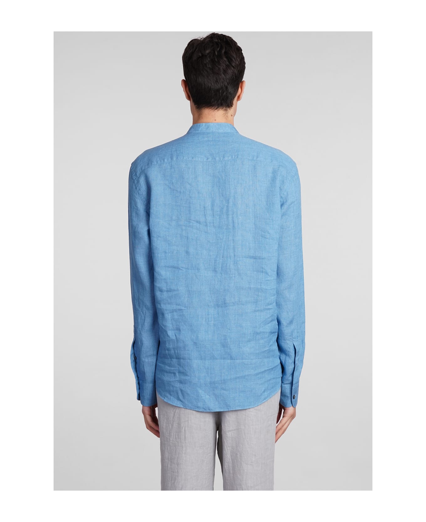 Zegna Shirt In Blue Linen - blue シャツ
