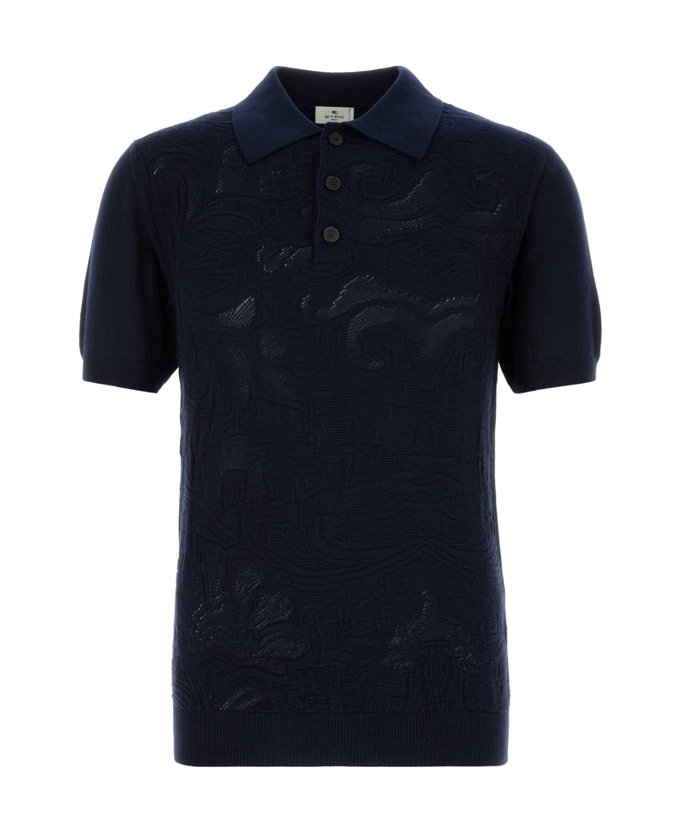 Etro Dark Blue Cotton Polo Shirt - B3895