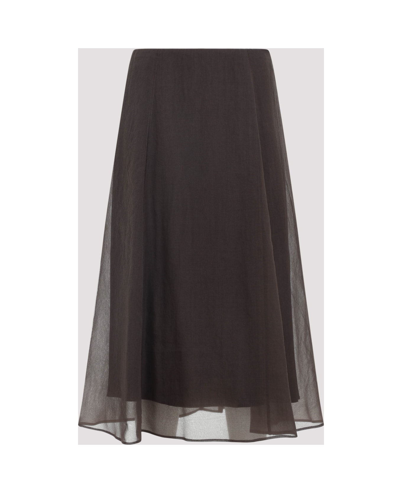 Brunello Cucinelli Silk Midi Skirt - Brown
