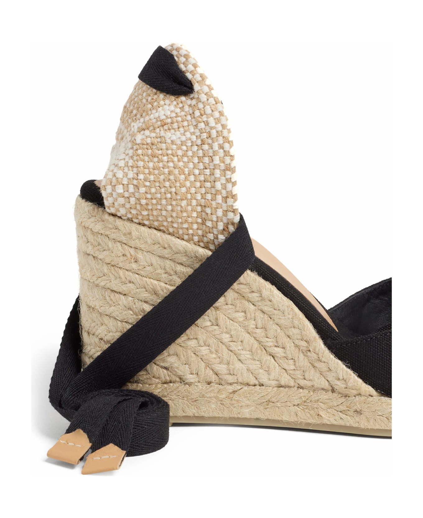 Castañer Espadrilles Carina Black With Laces At The Ankle - Negro ウェッジシューズ