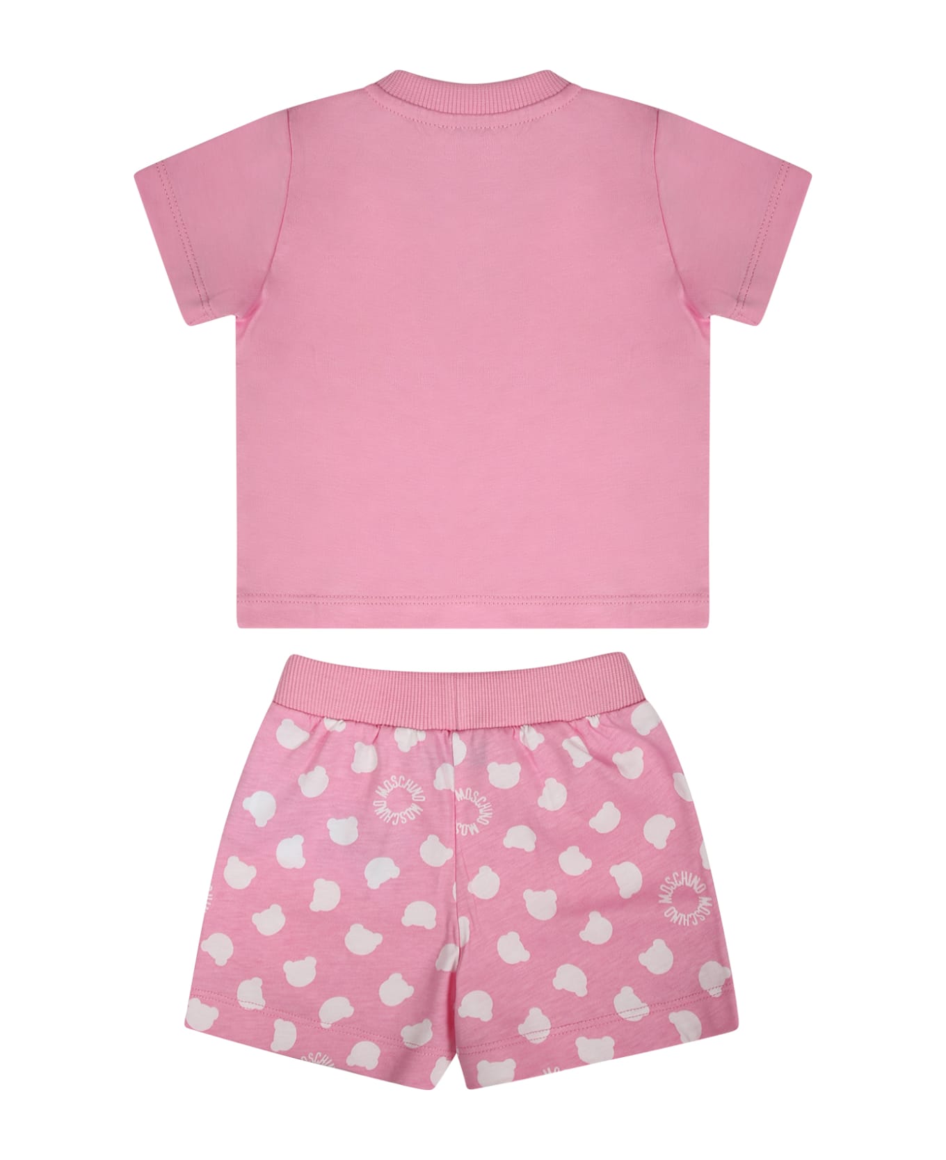Moschino Pink Outfit For Baby Girl With Logo - Pink