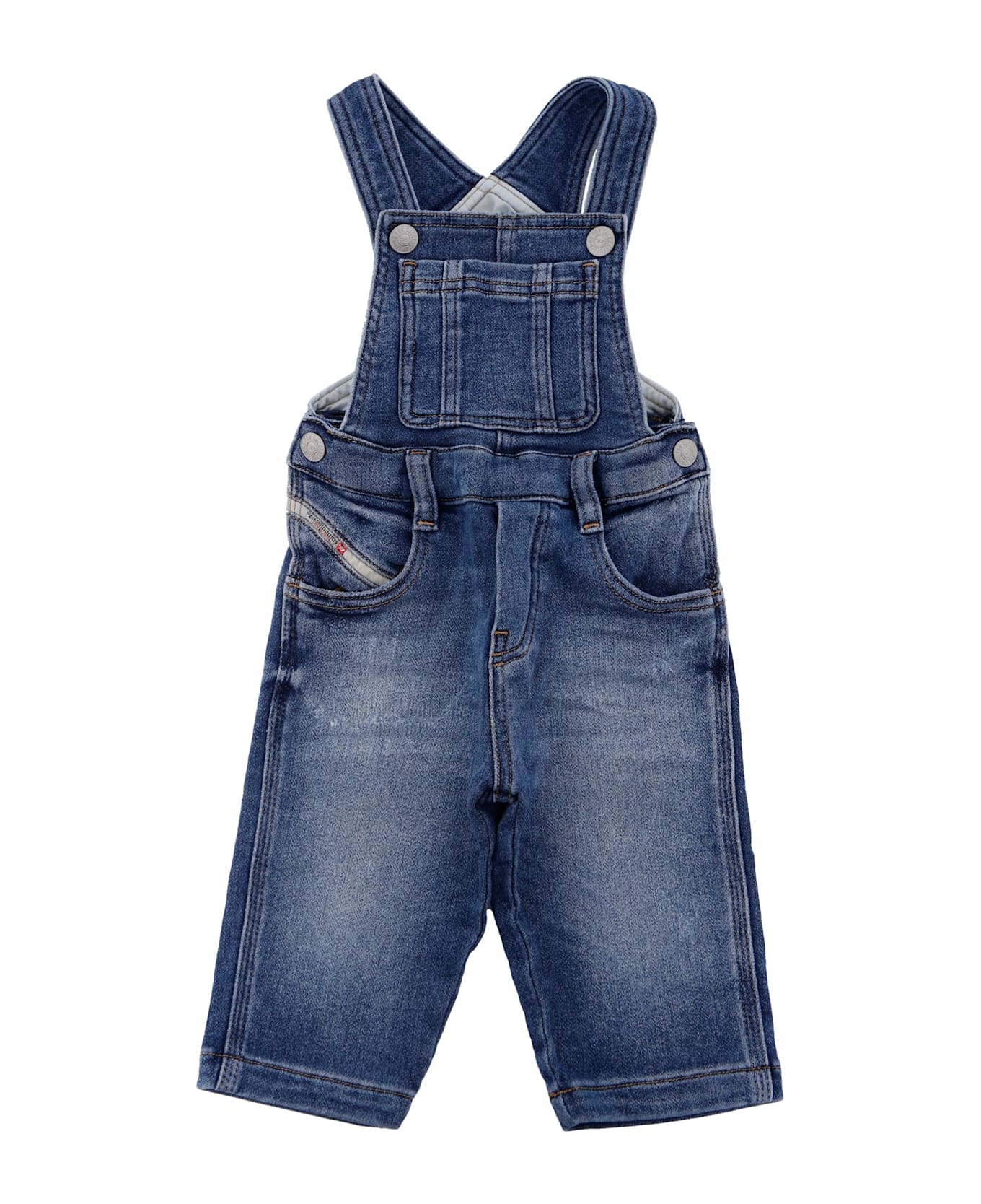 Diesel Denim Dungarees For Babykids With Logo - Denim