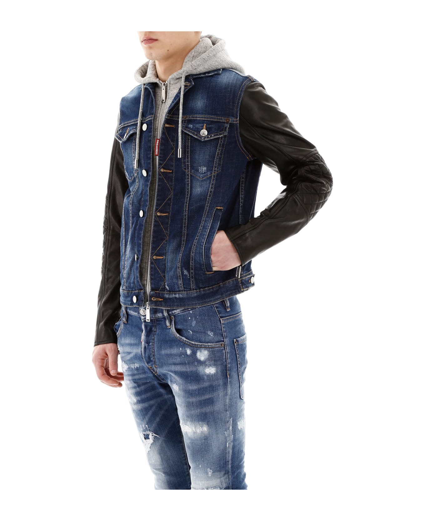 Dsquared2 Denim And Leather Jacket - BLUE (Blue)