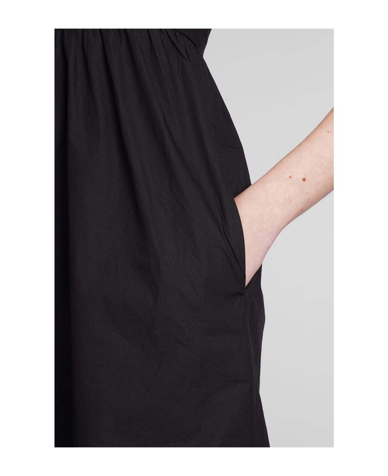 Ganni Dress In Black Cotton - black ワンピース＆ドレス