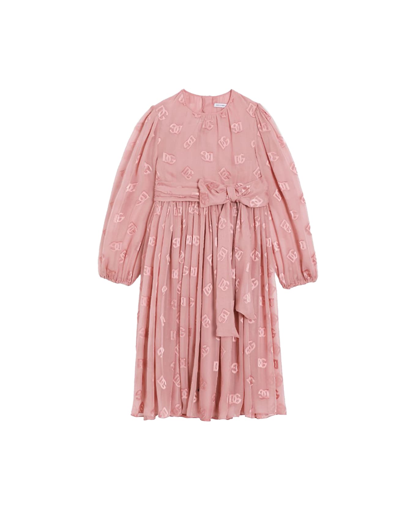 Dolce & Gabbana Jacquard Dress With Dg Logo - Rose