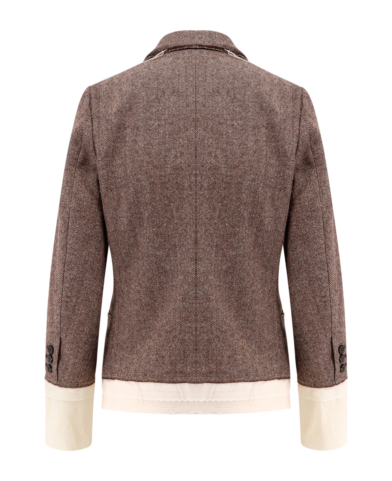 Undercover Jun Takahashi Wool Blend Blazer With Frayed Profiles - Brownbase