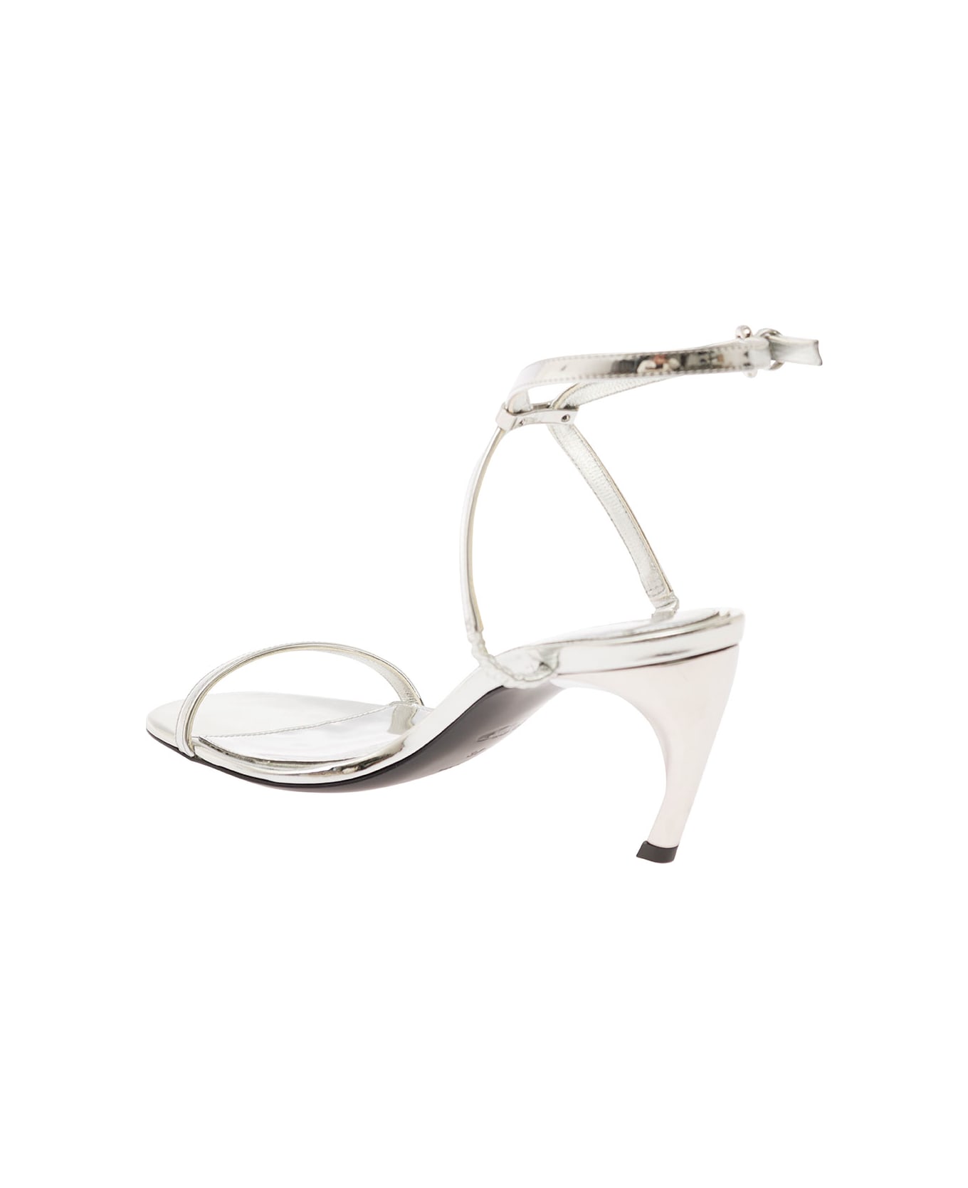 Alexander McQueen Silver Sandals With Armadillo Heel In Metallic Leather Woman - Metallic サンダル